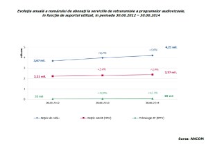 Evolutie abonati audiovizual in functie de suportul utilizat